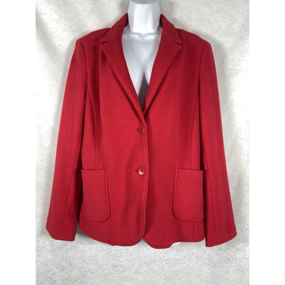 Talbots Jacket Women's 16 Red Blazer Long Sleeves Textured Corporate‎ Career